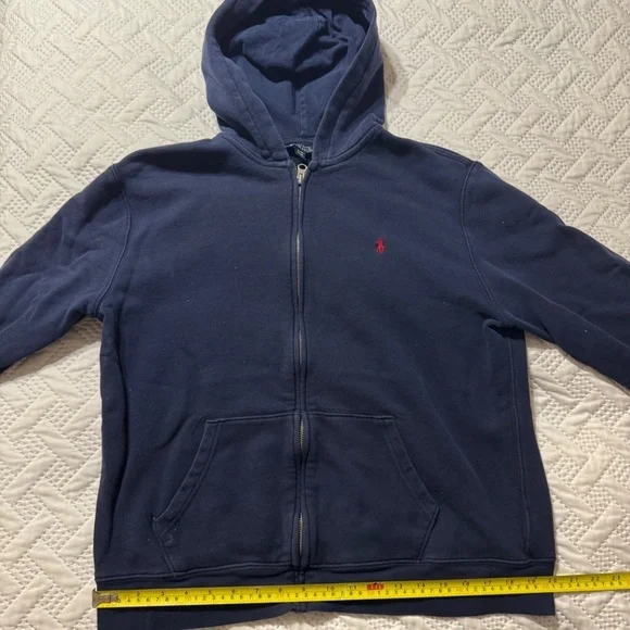 Polo Ralph Lauren Navy Blue Red Horse Youth XL 18/20 Zippered Hoodie Sweatshirt - Picture 7 of 9